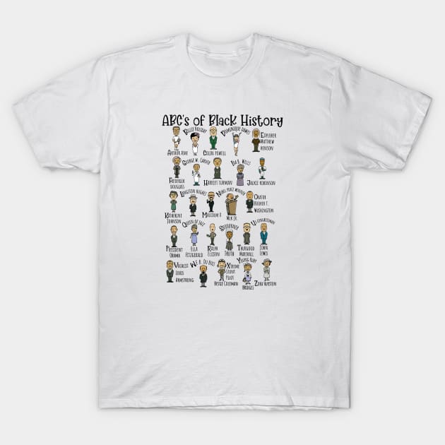 ABCs of Black American History Month, Famous African Americans Historical T-Shirt by artbyhintze